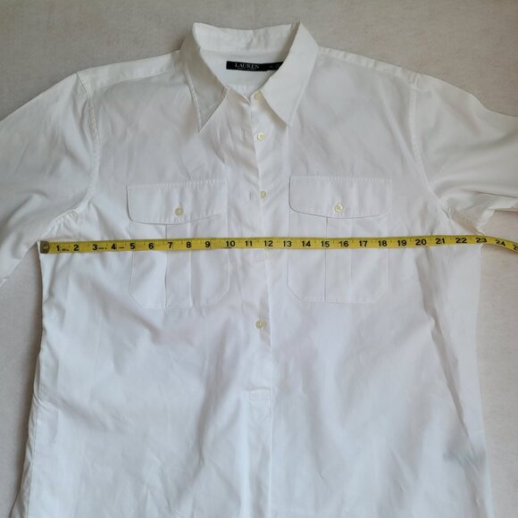 Lauren Ralph Lauren Women White Cotton Long Sleeve Half Button Down Shirt Sz XL - Picture 12 of 16